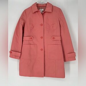 LOFT PETITES NWOT RAIN COAT W/POLKA‎ DOT LINING, DEEP POCKETS, STYLISH WELL MADE
